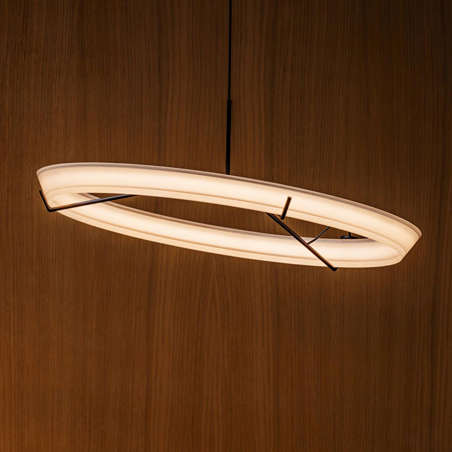 Minimalist Ring Nodes LED Hanging Lamp Adjustable Circular Pendant Fixture for Dining Areas