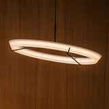Minimalist Ring Nodes LED Hanging Lamp Adjustable Circular Pendant Fixture for Dining Areas