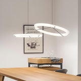 Minimalist Ring Nodes LED Hanging Lamp Adjustable Circular Pendant Fixture for Dining Areas