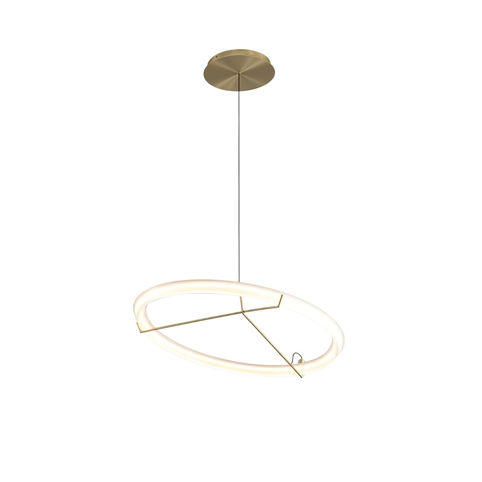 Minimalist Ring Nodes LED Hanging Lamp Adjustable Circular Pendant Fixture for Dining Areas