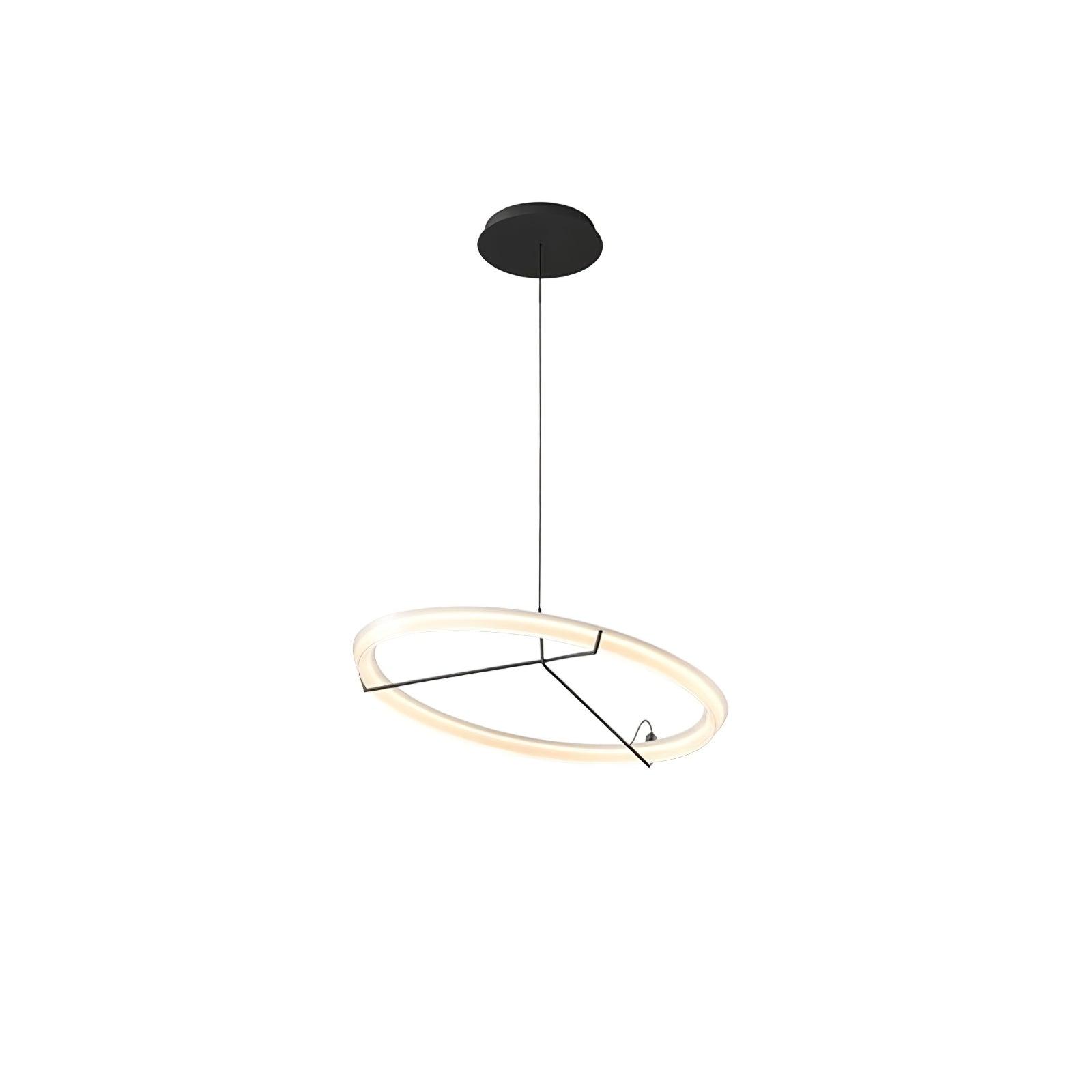Minimalist Ring Nodes LED Hanging Lamp Adjustable Circular Pendant Fixture for Dining Areas