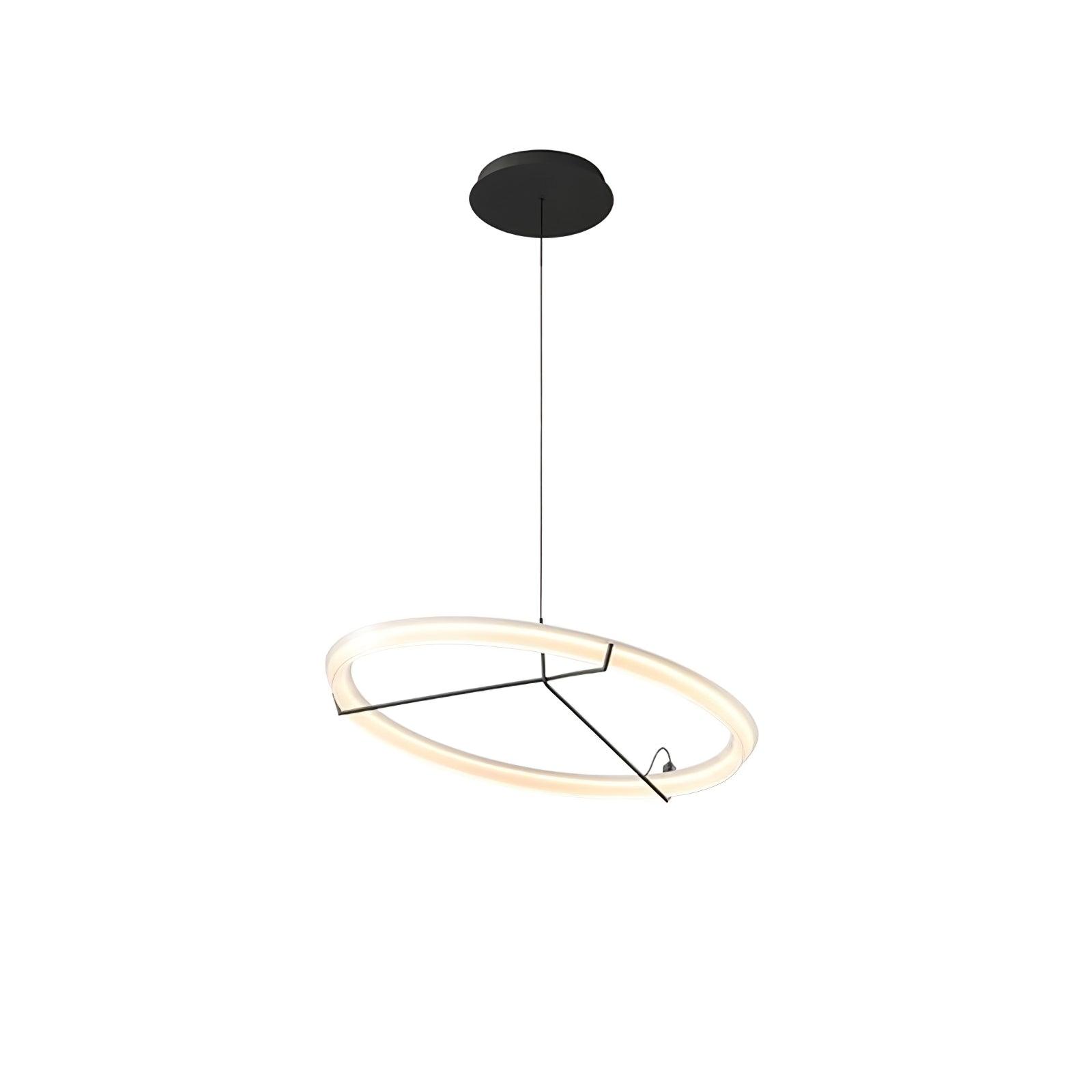Minimalist Ring Nodes LED Hanging Lamp Adjustable Circular Pendant Fixture for Dining Areas