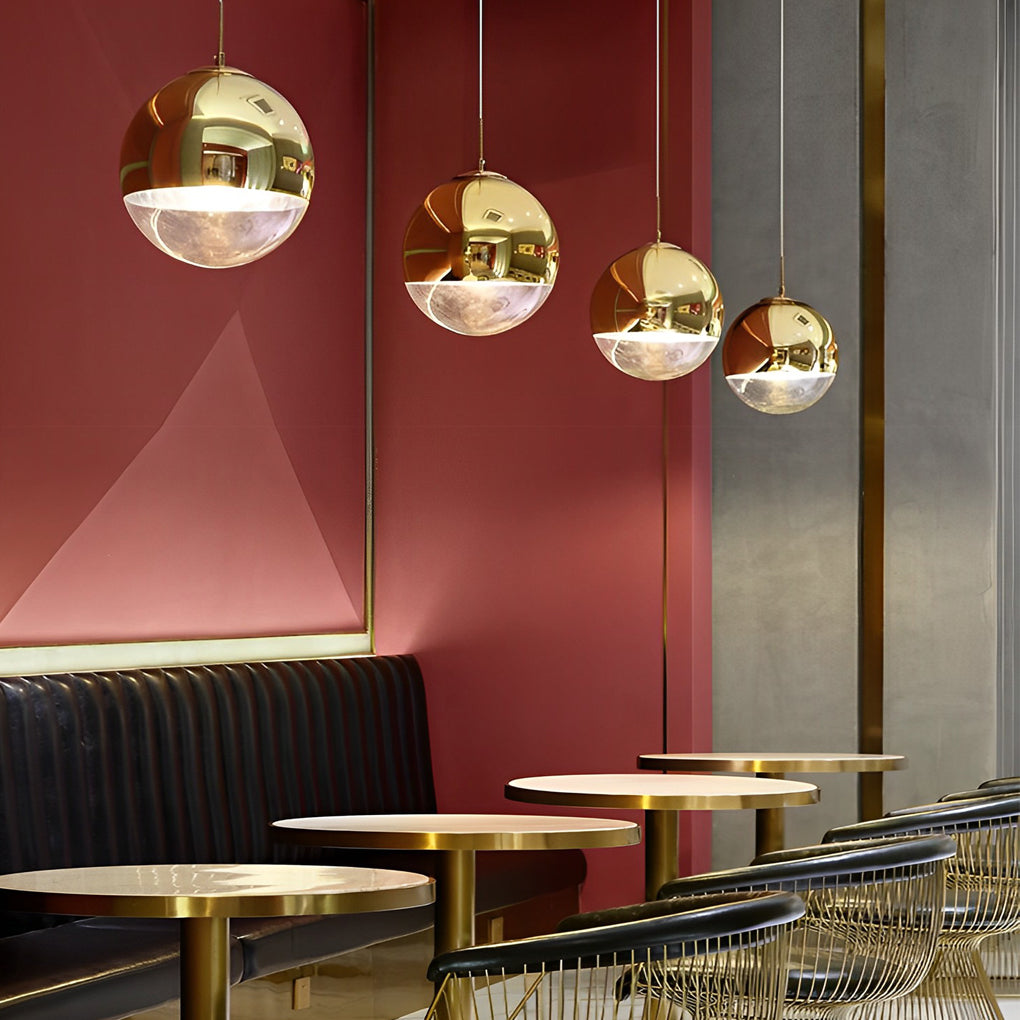 Minimalist Round LED Pendant Chandelier with Glass Globe and Adjustable Wire for Modern Homes