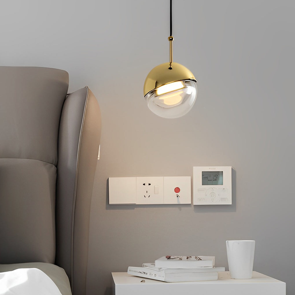 Minimalist Round LED Pendant Chandelier with Glass Globe and Adjustable Wire for Modern Homes