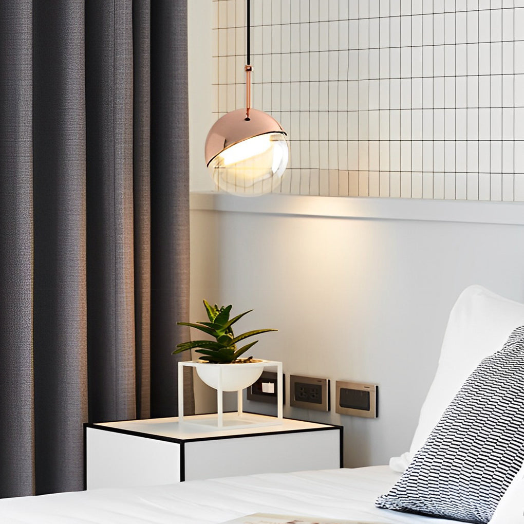 Minimalist Round LED Pendant Chandelier with Glass Globe and Adjustable Wire for Modern Homes