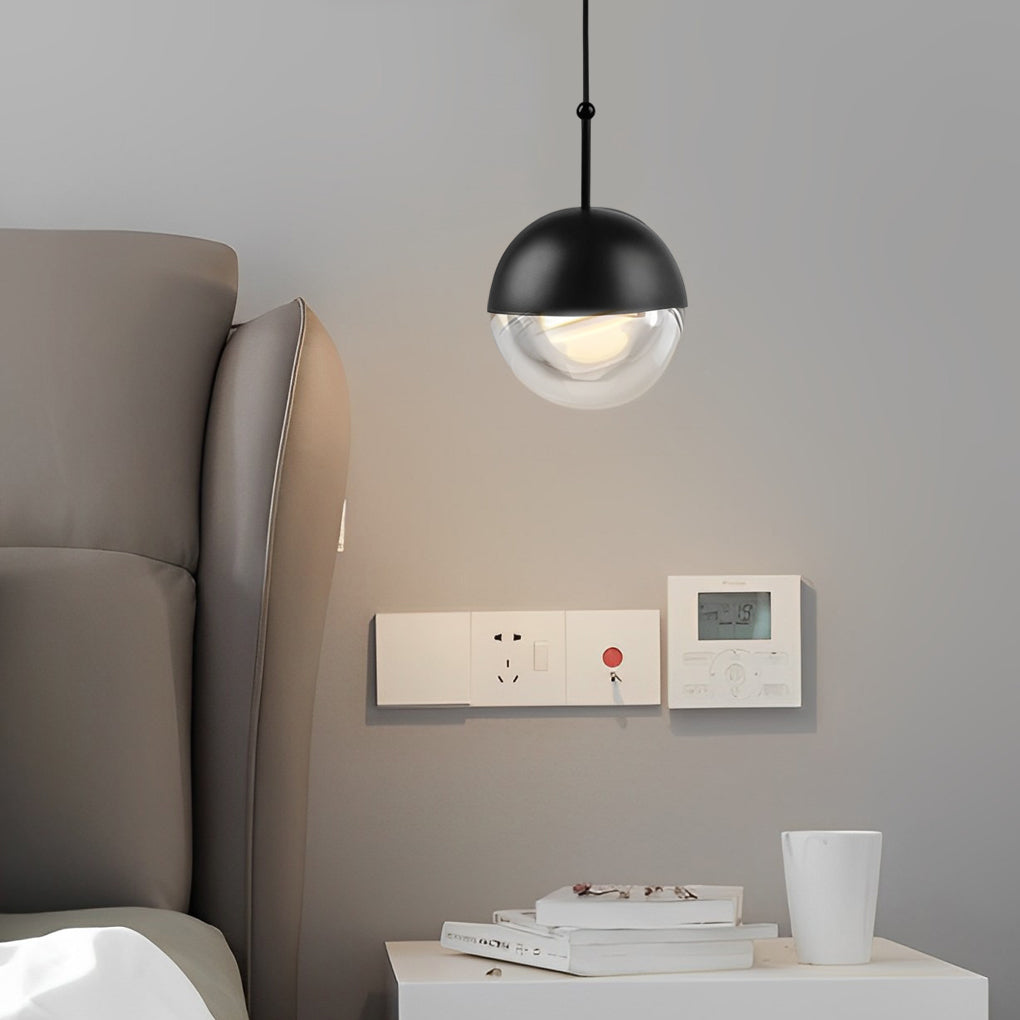 Minimalist Round LED Pendant Chandelier with Glass Globe and Adjustable Wire for Modern Homes