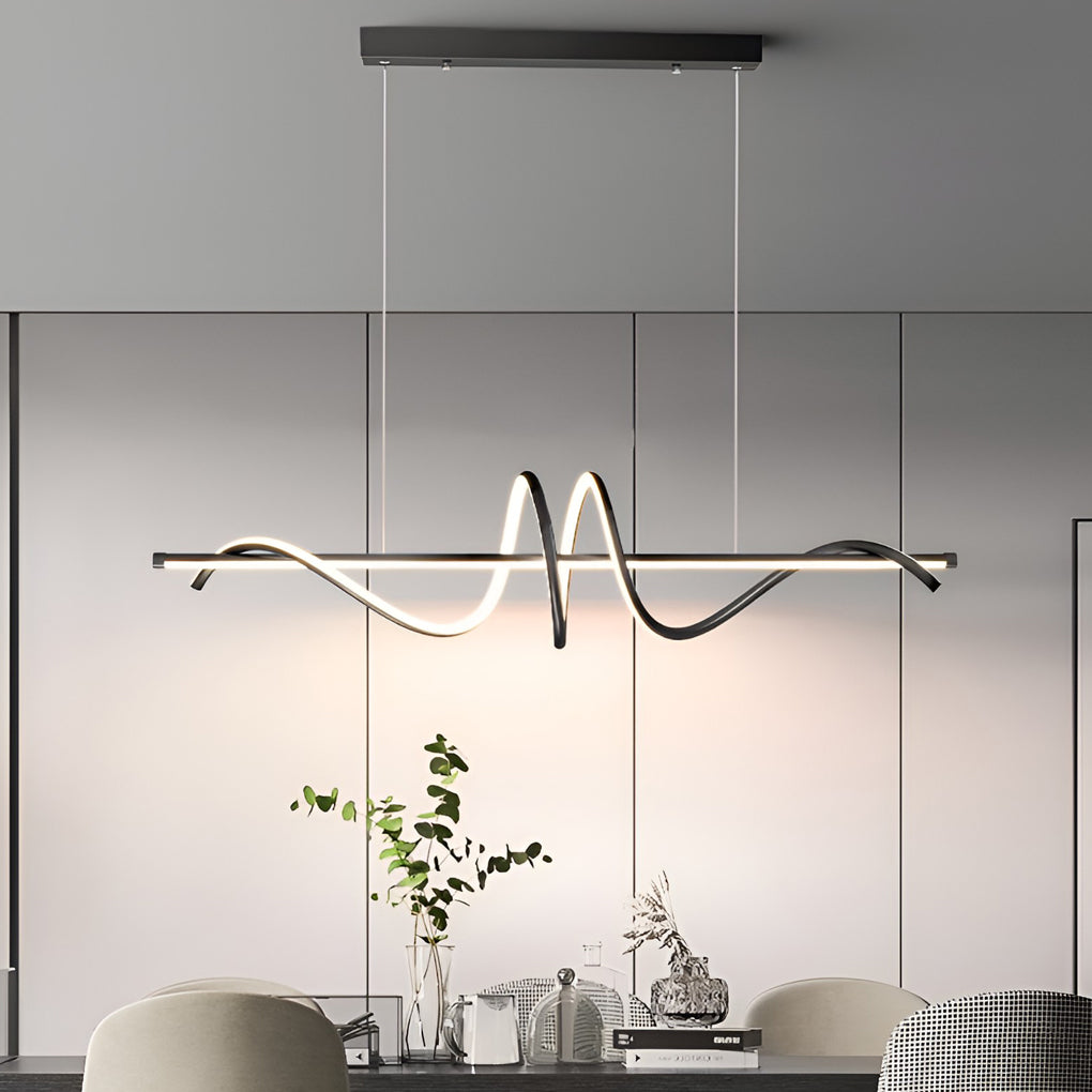 Minimalist Strip LED Kitchen Island Pendant Light Dimmable Nordic Dining Room Hanging Lamp