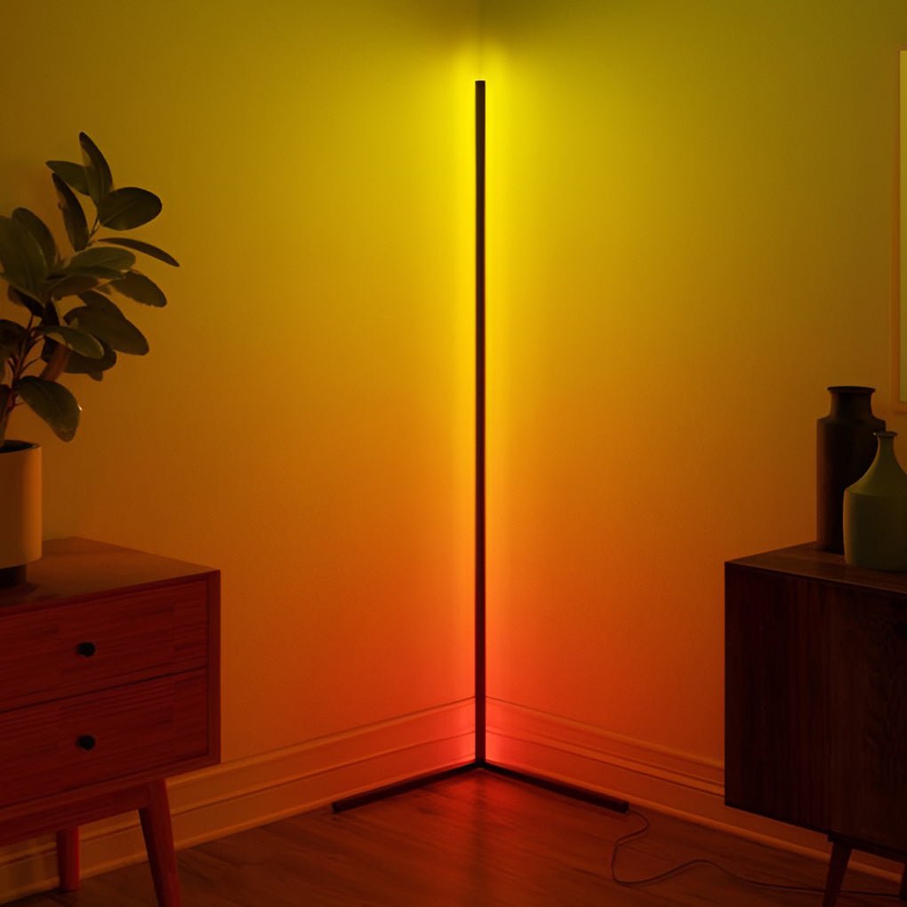 Modern Minimalist RGB LED Corner Floor Lamp Dimmable Color Changing Standing Light with Remote Control