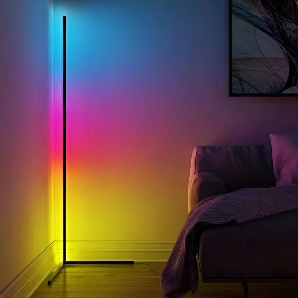 Modern Minimalist RGB LED Corner Floor Lamp Dimmable Color Changing Standing Light with Remote Control