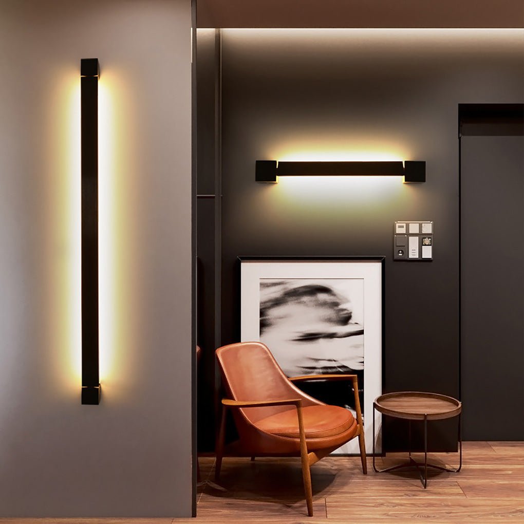 Minimalist Ultra Thin Rotatable Linear LED Wall Lamp in Black Finish for Bedside Decor
