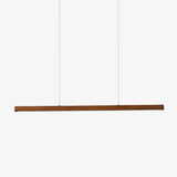Minimalist Walnut Wood Linear Hanging Light Bar for Office and Dining Area