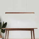 Minimalist Walnut Wood Linear Hanging Light Bar for Office and Dining Area