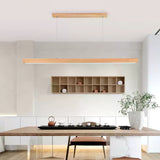 Minimalist Walnut Wood Linear Hanging Light Bar for Office and Dining Area