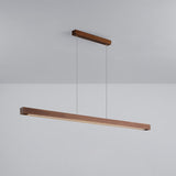 Minimalist Walnut Wood Linear Hanging Light Bar for Office and Dining Area