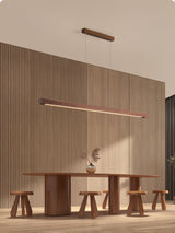 Minimalist Walnut Wood Linear Hanging Light Bar for Office and Dining Area