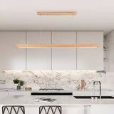 Minimalist Walnut Wood Linear Hanging Light Bar for Office and Dining Area