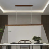 Minimalist Walnut Wood Linear Hanging Light Bar for Office and Dining Area