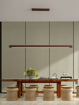 Minimalist Walnut Wood Linear Hanging Light Bar for Office and Dining Area