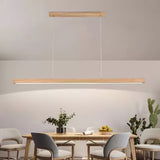 Minimalist Walnut Wood Linear Hanging Light Bar for Office and Dining Area