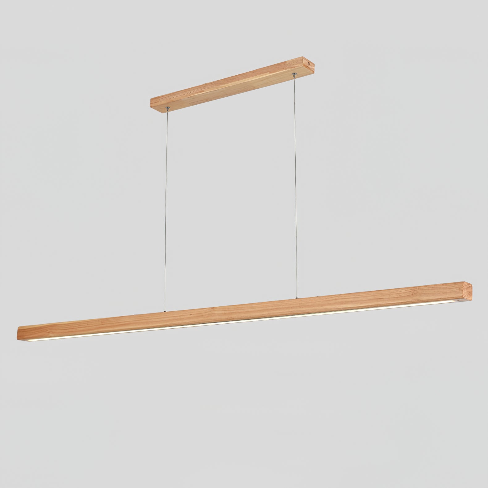 Minimalist Walnut Wood Linear Hanging Light Bar for Office and Dining Area