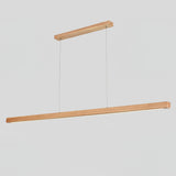 Minimalist Walnut Wood Linear Hanging Light Bar for Office and Dining Area