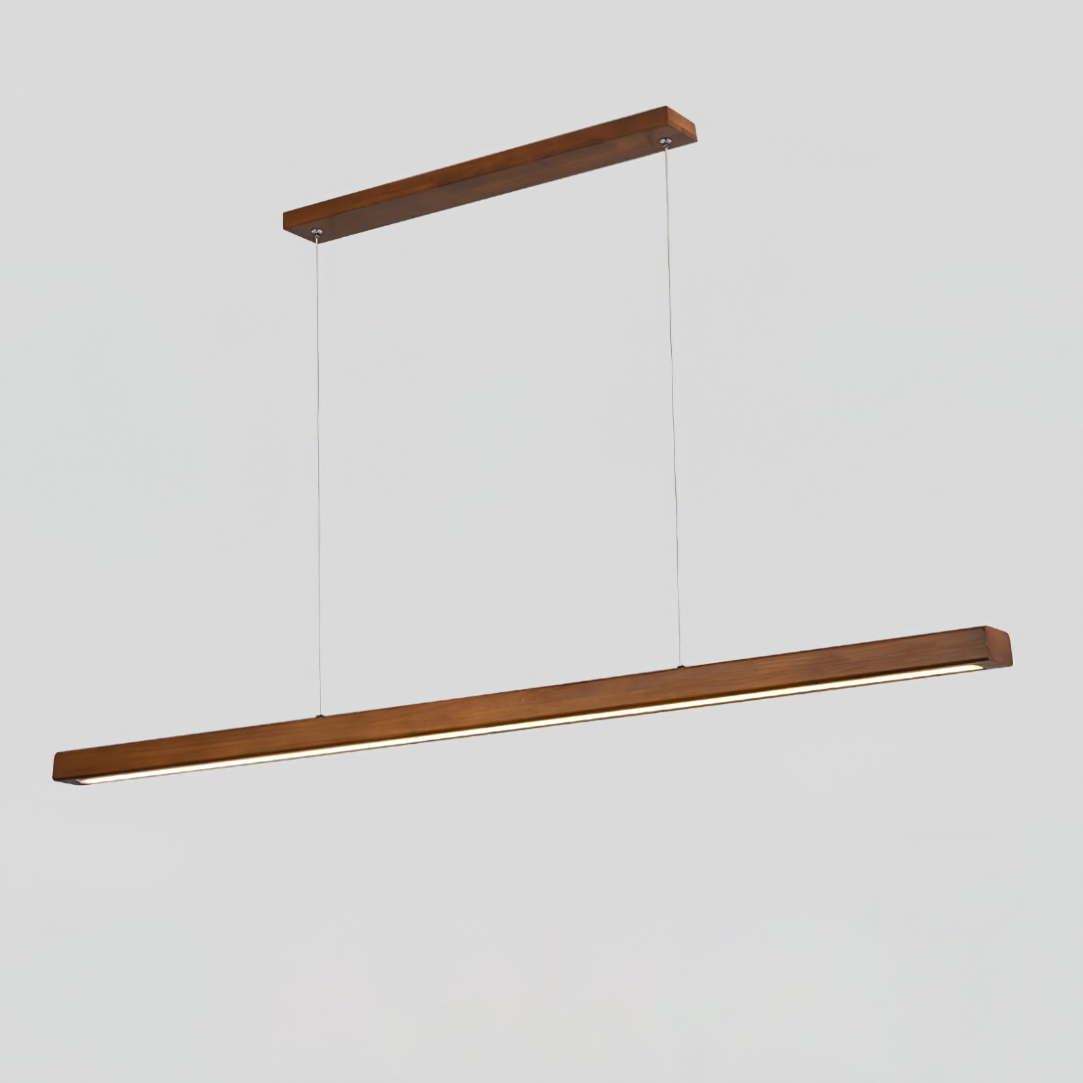 Minimalist Walnut Wood Linear Hanging Light Bar for Office and Dining Area