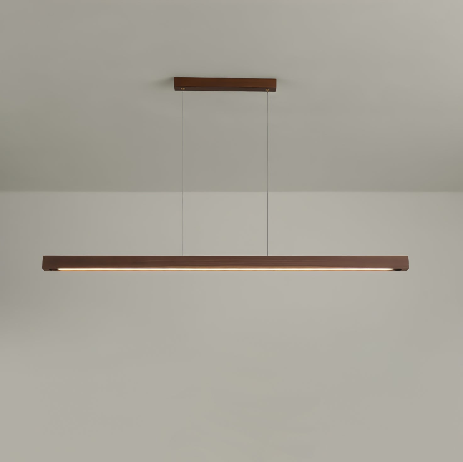 Minimalist Walnut Wood Linear Hanging Light Bar for Office and Dining Area
