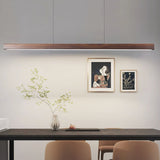 Minimalist Walnut Wood Linear Hanging Light Bar for Office and Dining Area