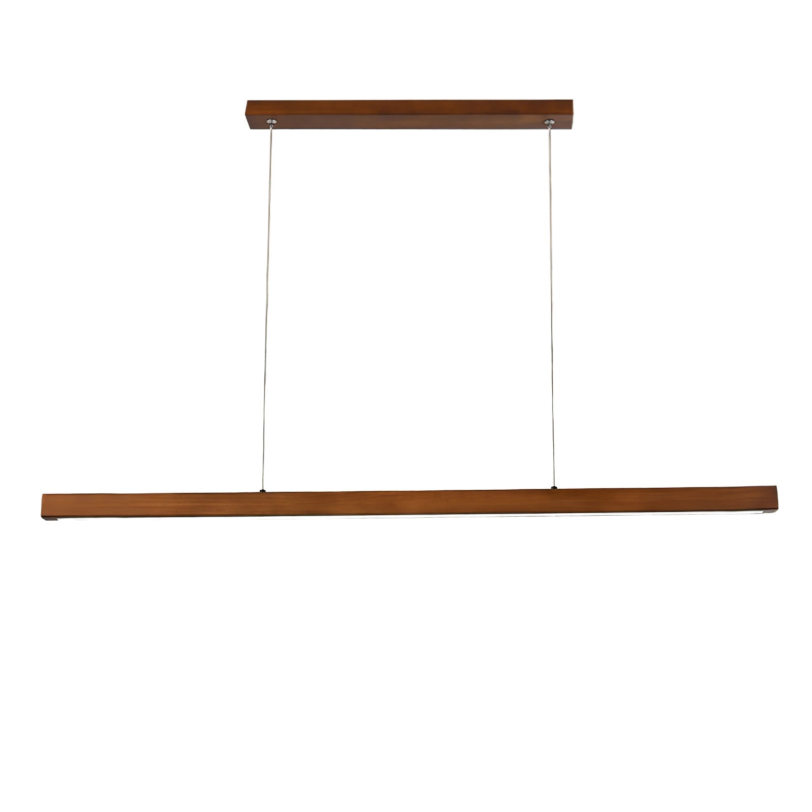 Minimalist Walnut Wood Linear Hanging Light Bar for Office and Dining Area