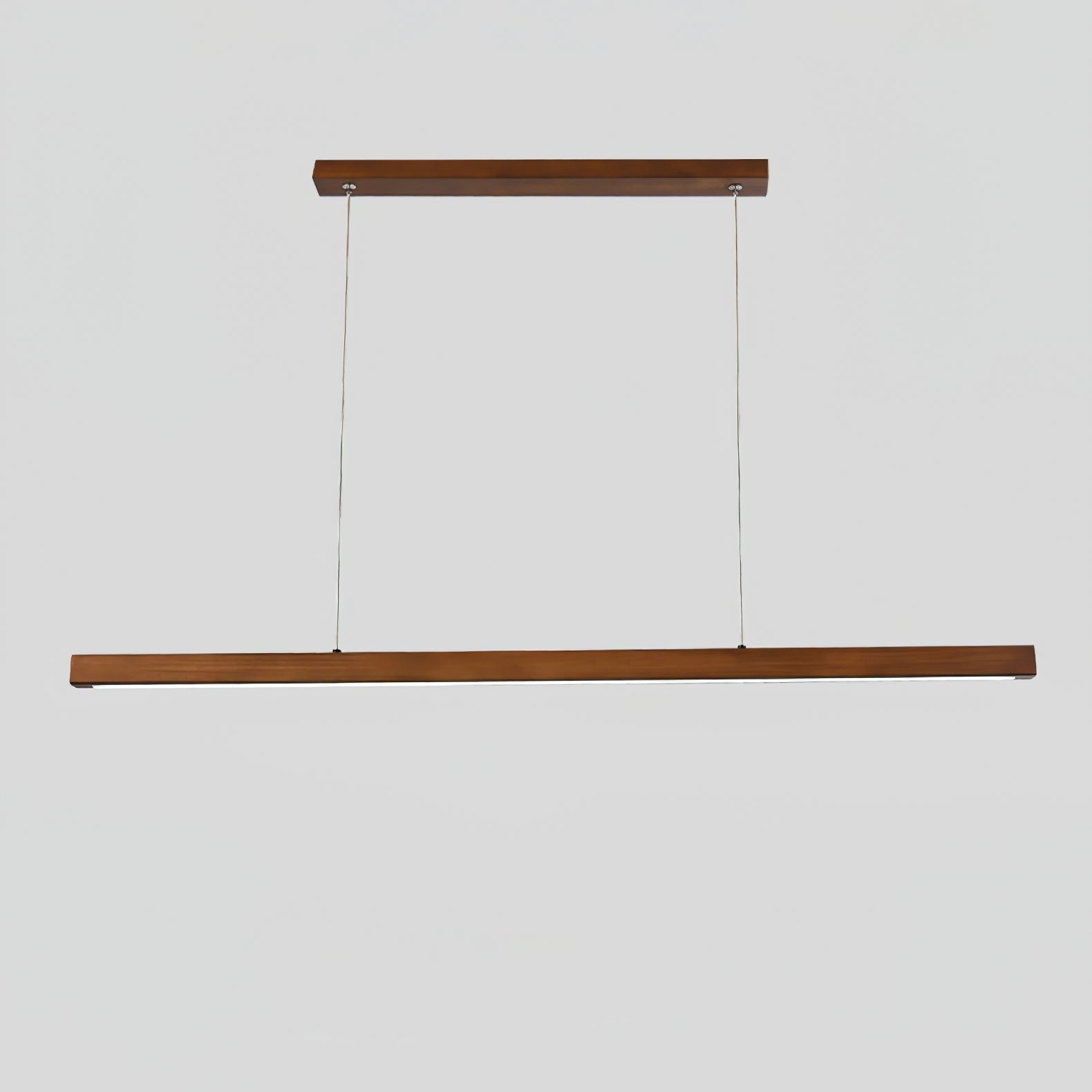 Minimalist Walnut Wood Linear Hanging Light Bar for Office and Dining Area