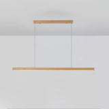 Minimalist Walnut Wood Linear Hanging Light Bar for Office and Dining Area