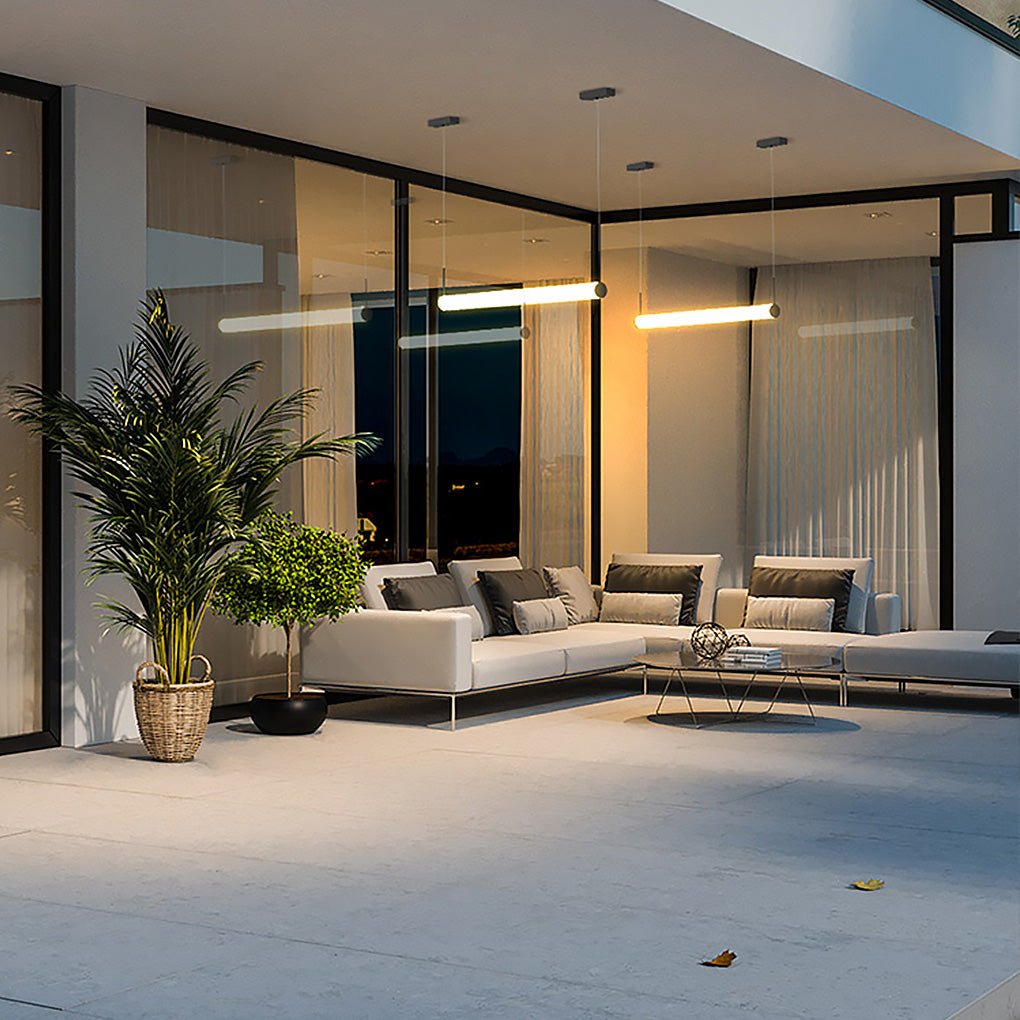 Modern Gray Waterproof Outdoor LED Chandelier for Patio Garden and Courtyard Aisle Lighting