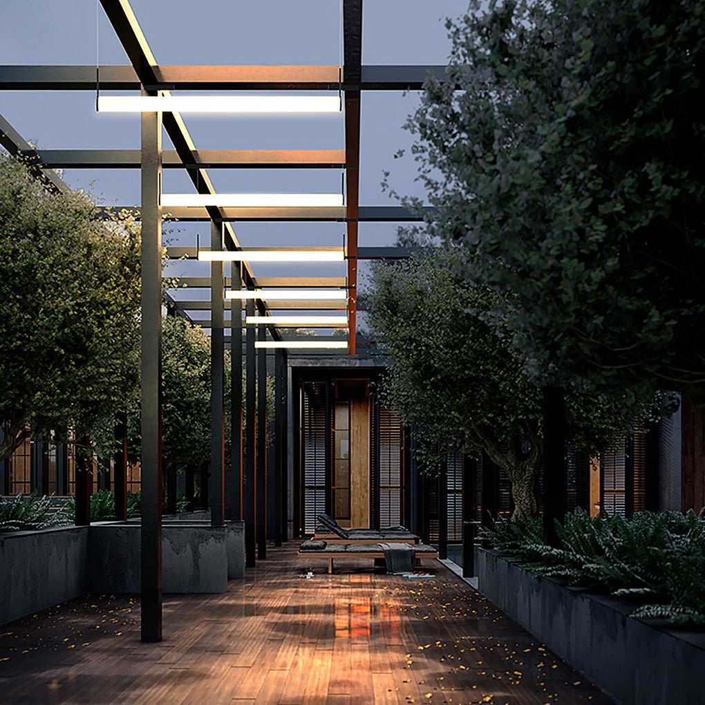 Modern Gray Waterproof Outdoor LED Chandelier for Patio Garden and Courtyard Aisle Lighting
