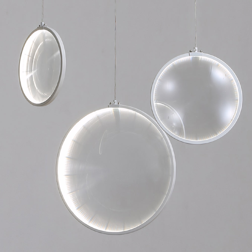 Minimalist White Focus LED Pendant Light Dimmable Ring Chandelier with 3 6 or 9 Lights for High Ceiling