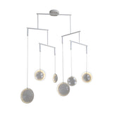Minimalist White Focus LED Pendant Light Dimmable Ring Chandelier with 3 6 or 9 Lights for High Ceiling