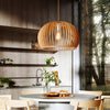 Minimalist Wood Pumpkin Lantern Chandelier Nordic Kitchen Pendant Lighting Fixture