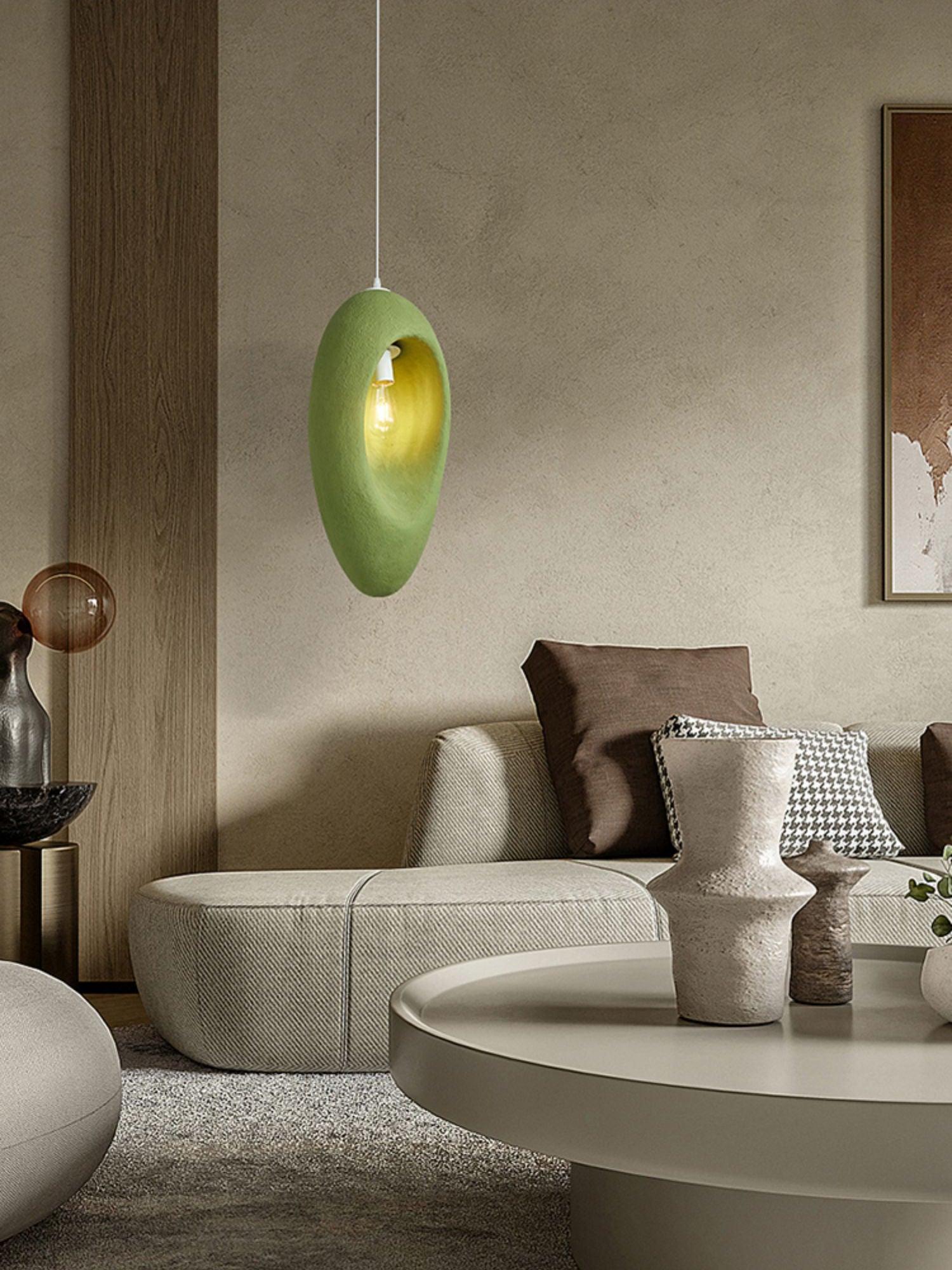 Mizuko Green Teardrop Hanging Lamp Modern Polystyrene Decorative Pendant Light