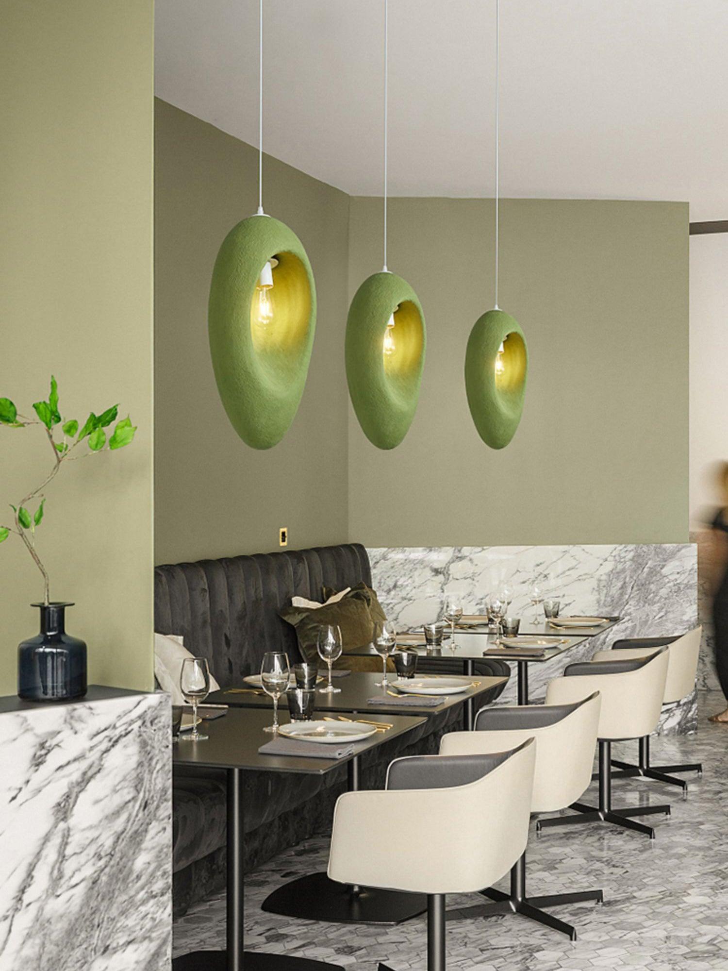Mizuko Green Teardrop Hanging Lamp Modern Polystyrene Decorative Pendant Light