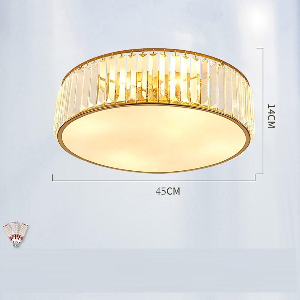 Nordic Crystal Drum LED Ceiling Light Brass Gold Flush Mount Fixture for Kitchen Living Room