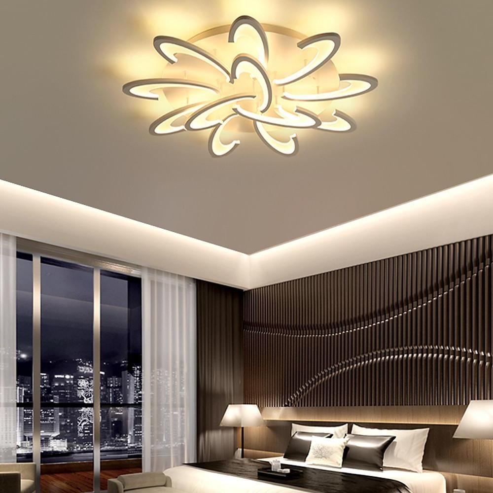 Modern Geometric Acrylic LED Flush Mount Ceiling Lamp with Dimmable Multi Layer Design for Living Room