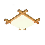 Square Natural Wood LED Flush Mount Ceiling Light Dimmable Modern Nordic Fixture for Home