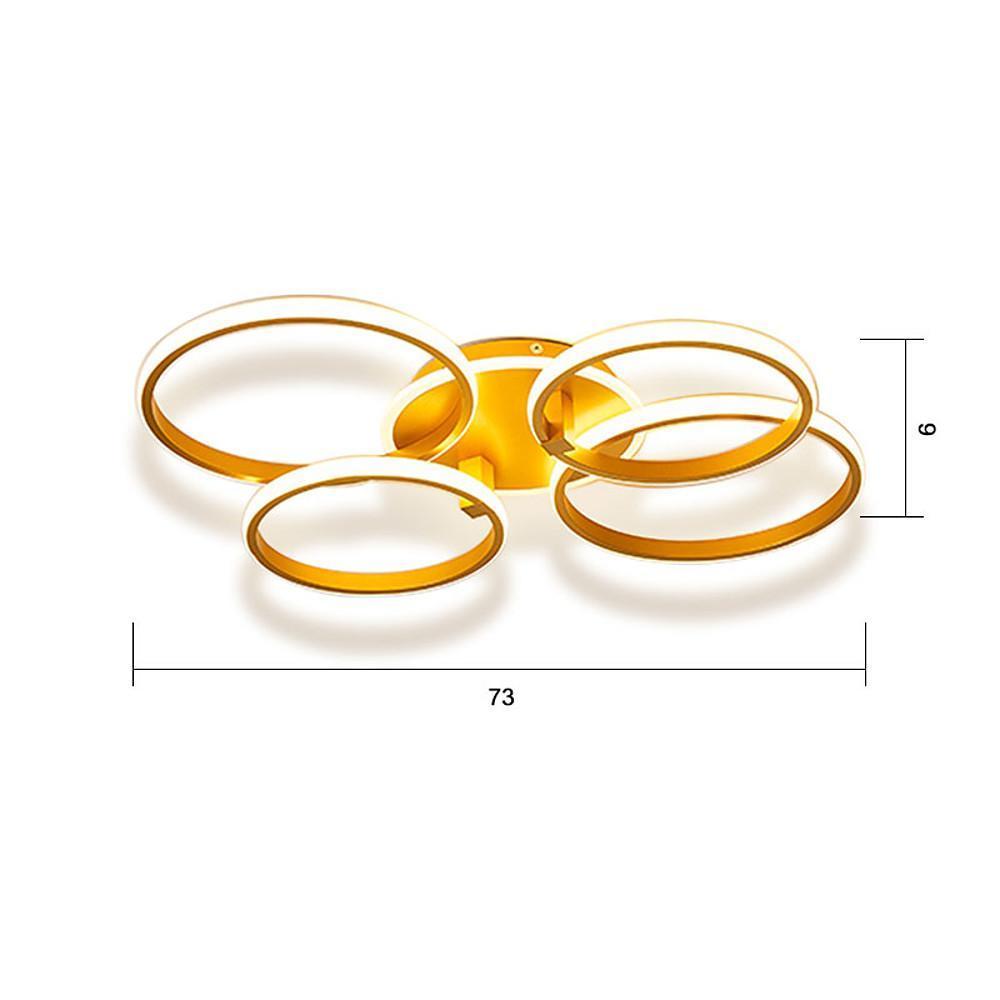 Modern 4 Ring Gold LED Ceiling Light Dimmable Artistic Flush Mount Lighting for Living Room