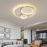 Modern Three Ring Geometric LED Ceiling Light Metal Flush Mount Fixture for Bedroom and Living Room
