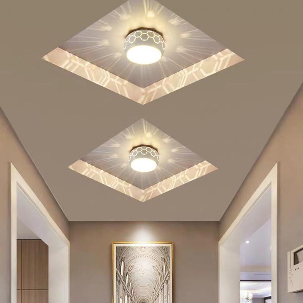 Modern LED Drum Flush Mount Ceiling Light with Geometric Hollow Design for Hallways and Entryways