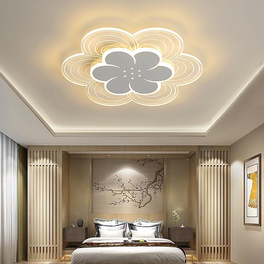 White Flower Silhouette LED Flush Mount Ceiling Light Dimmable Modern Minimalist Fixture