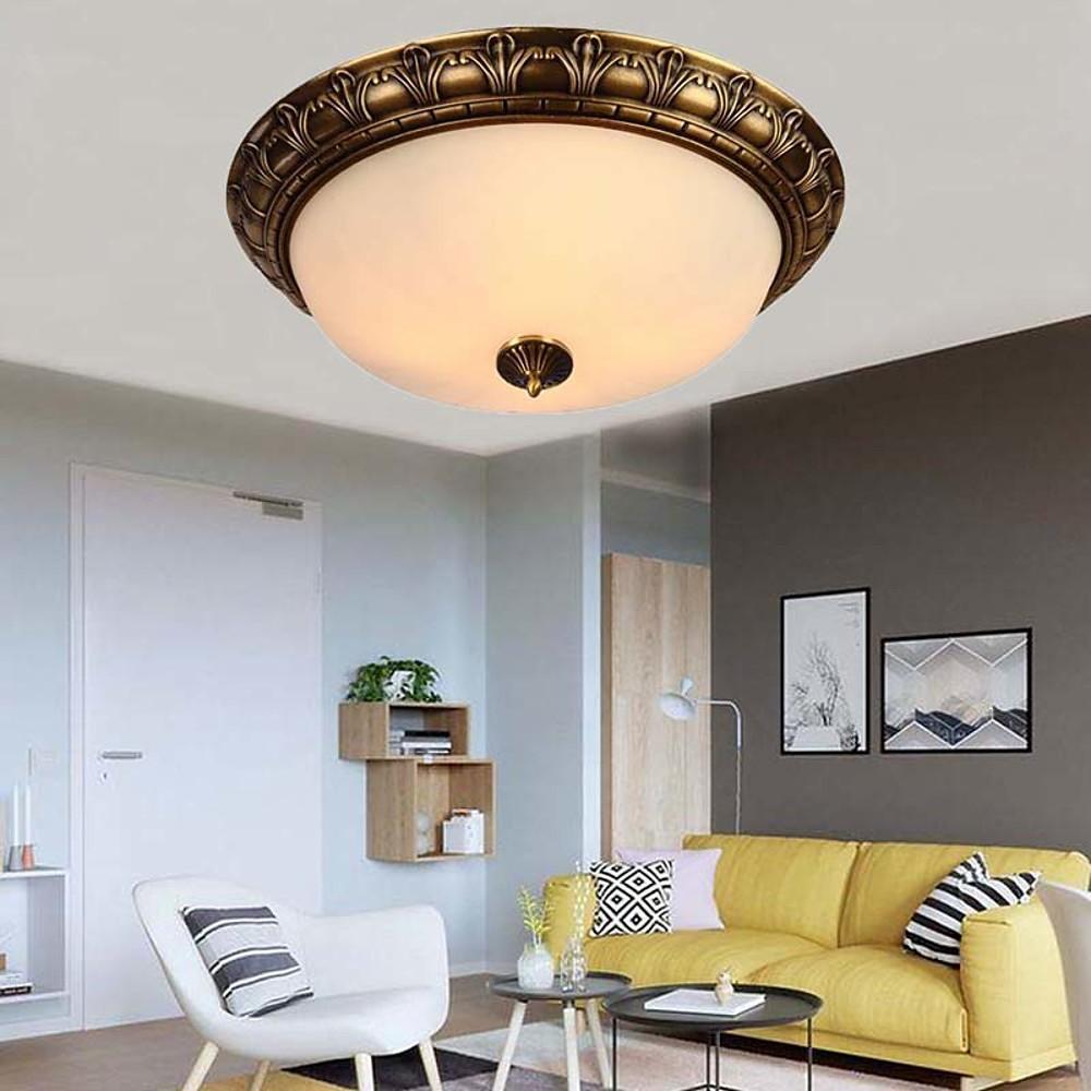 Vintage Bronze Flush Mount Ceiling Light Fixture with Frosted Glass Shade for Hallways and Bedrooms