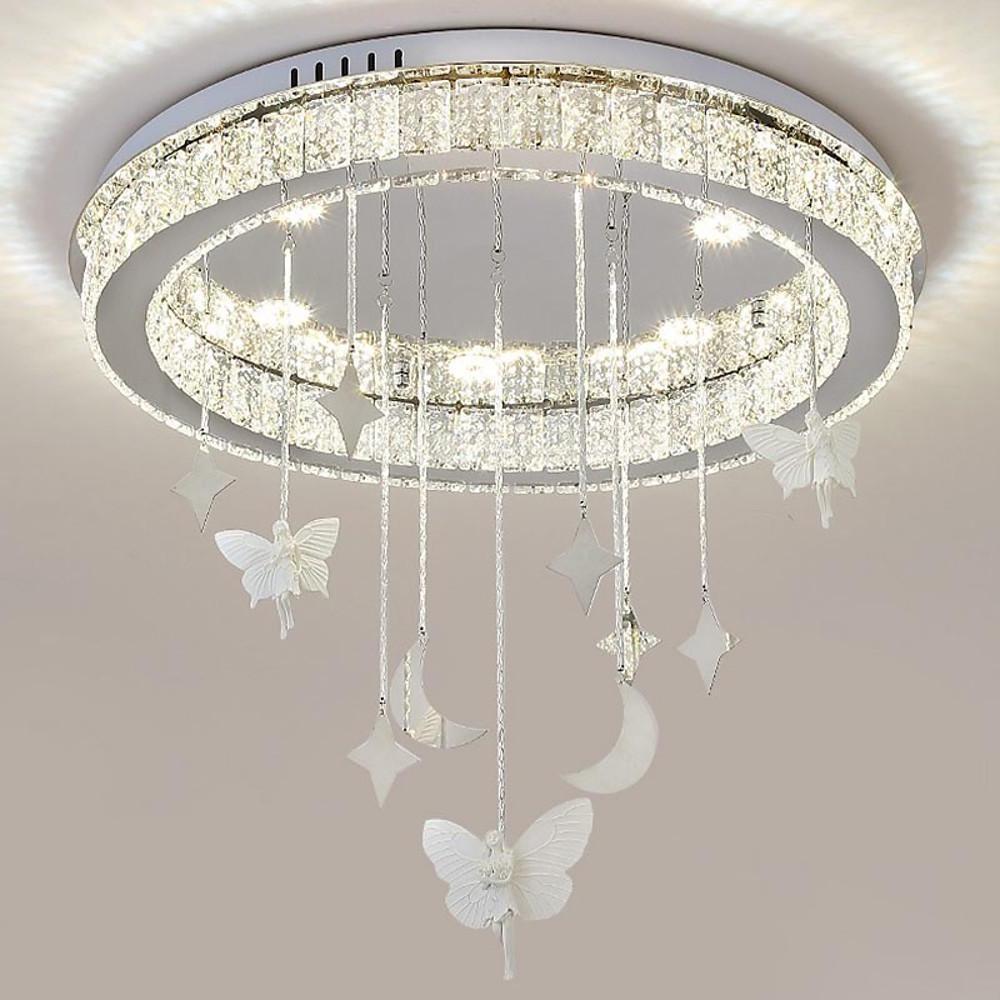 Modern Circular LED Crystal Chandelier Flush Mount Ceiling Light for Luxury Interior Spaces