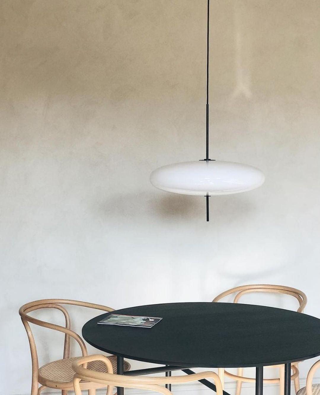 Model 2065 Mid Century Modern Pendant Lamp Opalescent Saucer Suspension Light