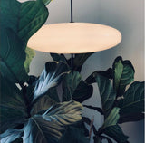 Model 2065 Mid Century Modern Pendant Lamp Opalescent Saucer Suspension Light