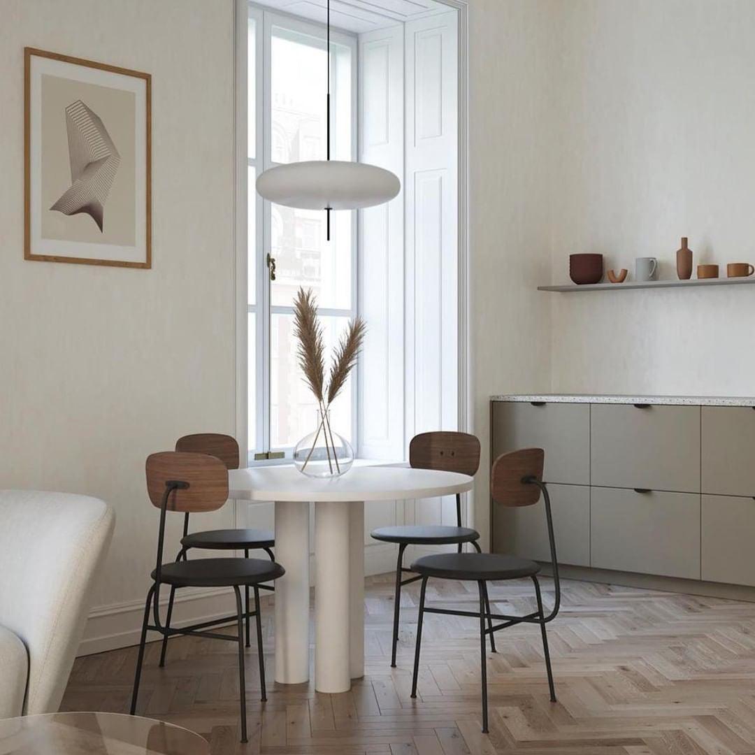 Model 2065 Mid Century Modern Pendant Lamp Opalescent Saucer Suspension Light